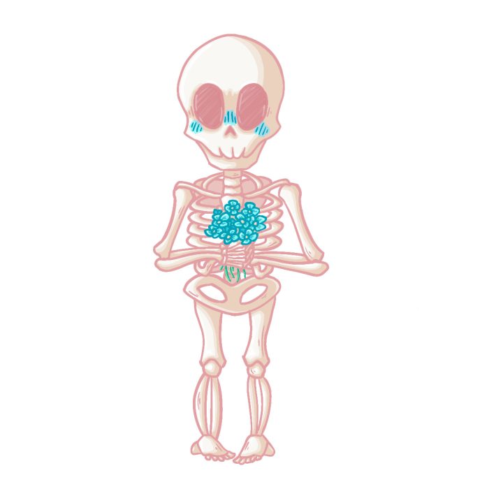 Skeleton with flowers